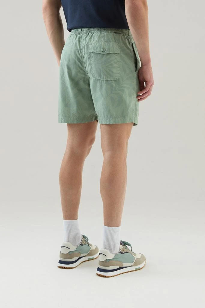 WOOLRICH Pure Cotton Garment-Dyed Shorts with a Tropical Print - Men - Green 2