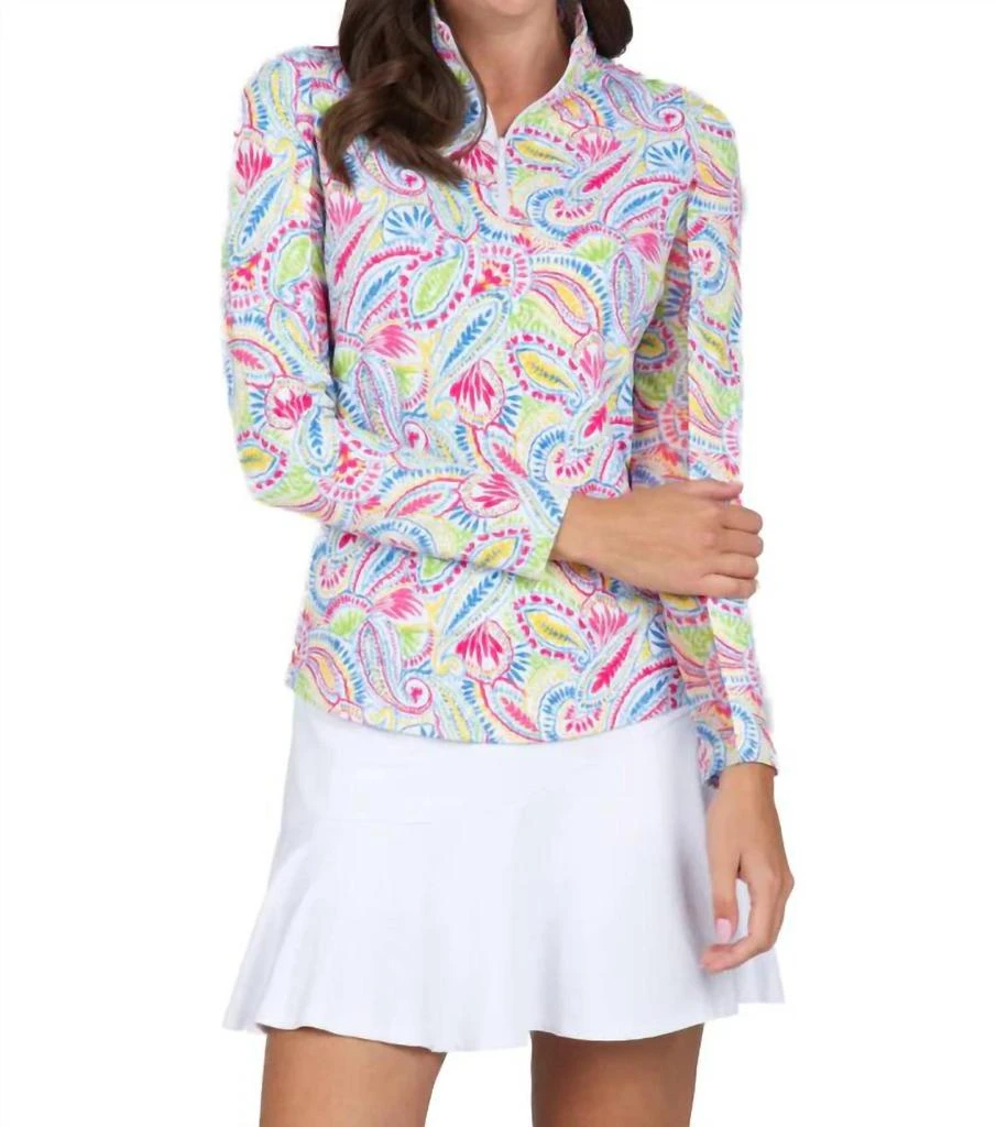 IBKUL Ibkul - Mock Zip Neck Top - Massie 1