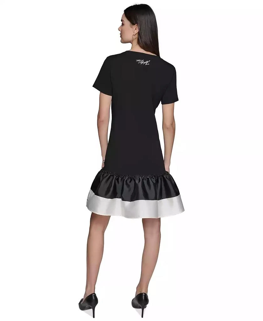 Karl Lagerfeld Paris Women's Ruffled-Hem Embroidered-Script T-Shirt Dress 2