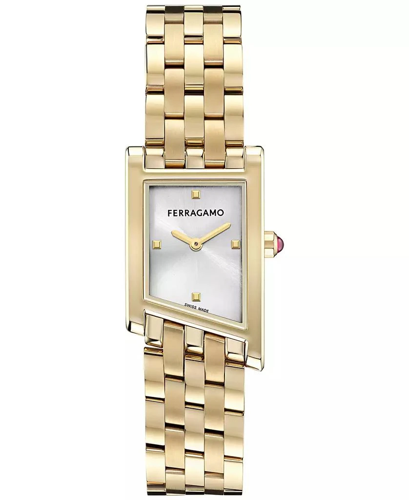 Salvatore Ferragamo Women's Swiss Asymetrique Gold Ion Plated Bracelet Watch 22x36mm 1