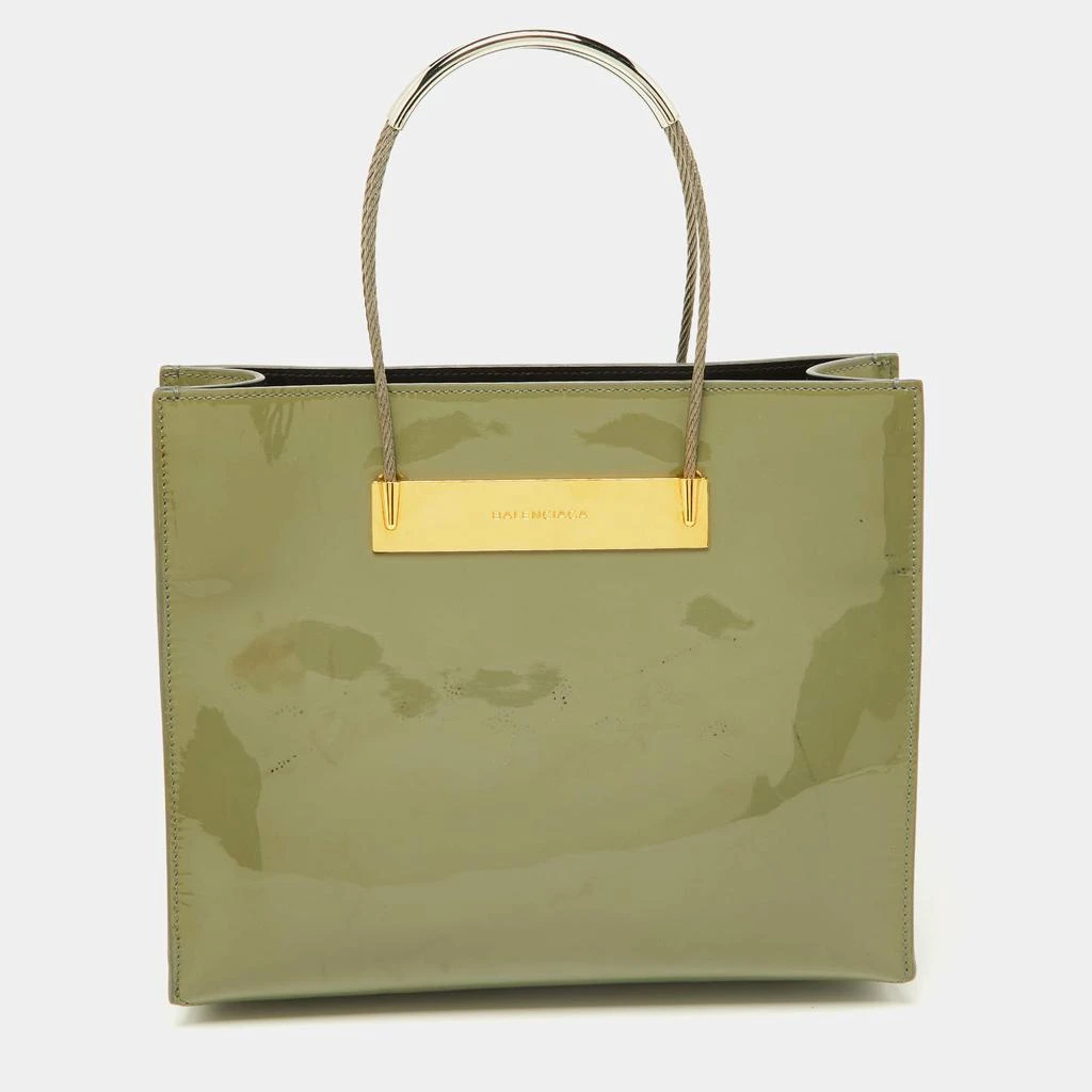 Balenciaga Balenciaga Grey Patent Leather Small Cable Shopper Tote 1