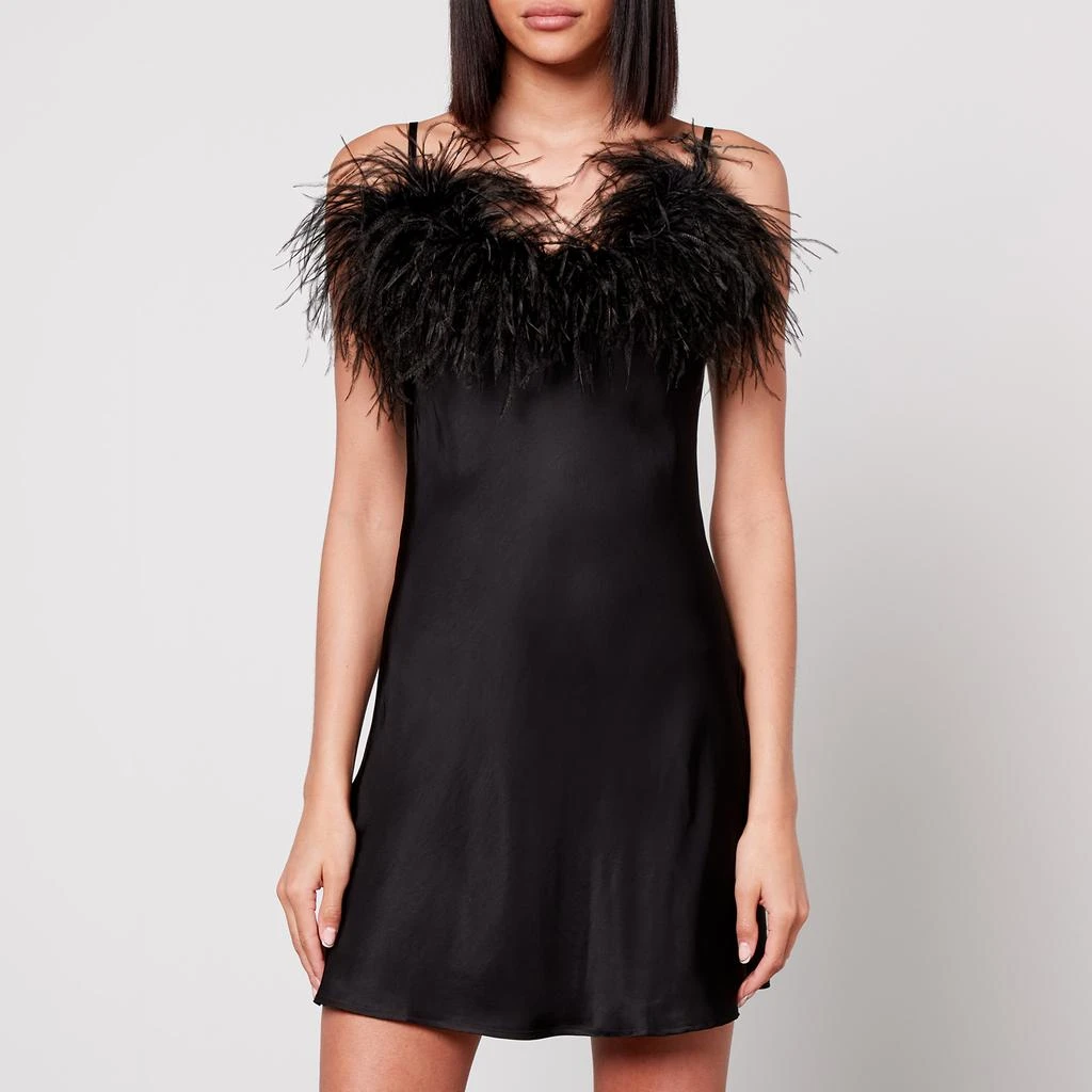 Sleeper Sleeper Boheme Feather-Trimmed Satin Mini Dress 1