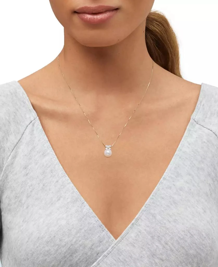 Grown With Love Cultured Freshwater Pearl (8-1/2mm) 
Lab Grown Diamond (1/3 ct. t.w.) Cluster 18" Pendant Necklace in 14k Gold 2