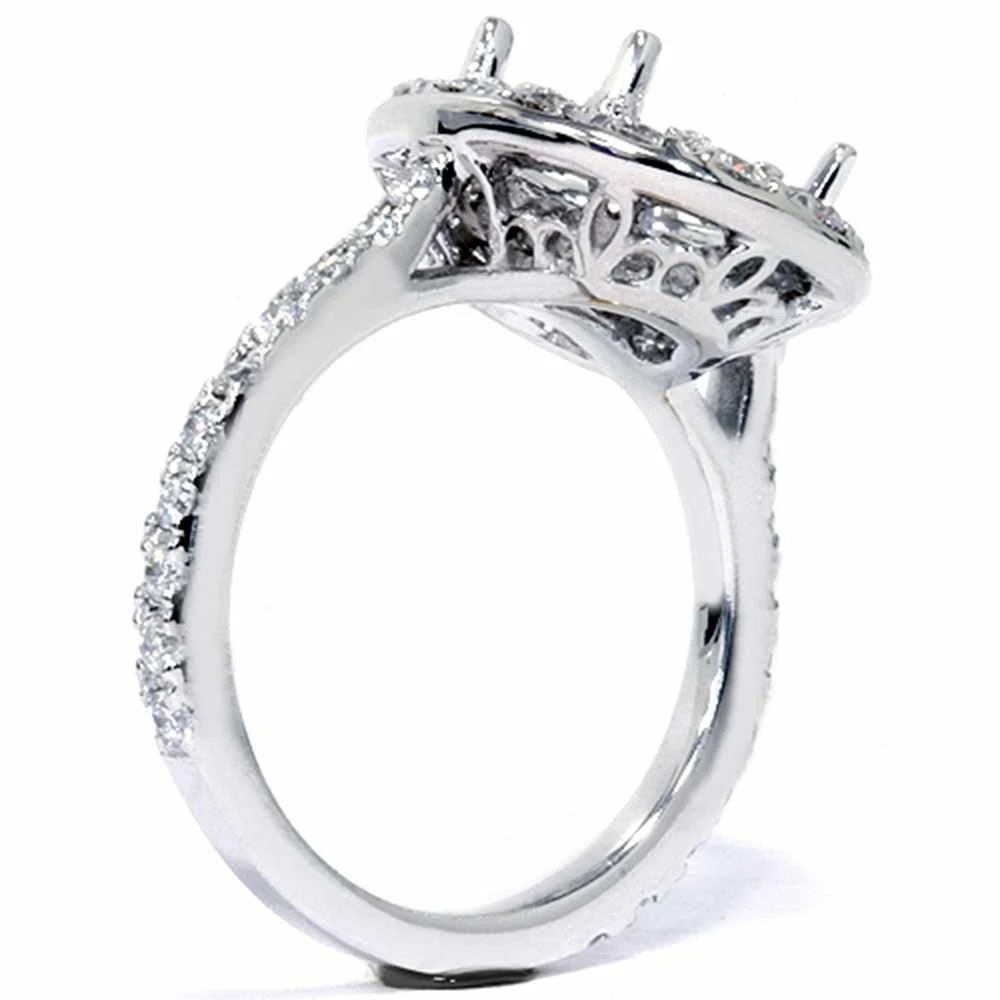 Pompeii3 VS 1ct Pave Halo Oval Engagement Ring Setting 14K White Gold Size Selectable 3