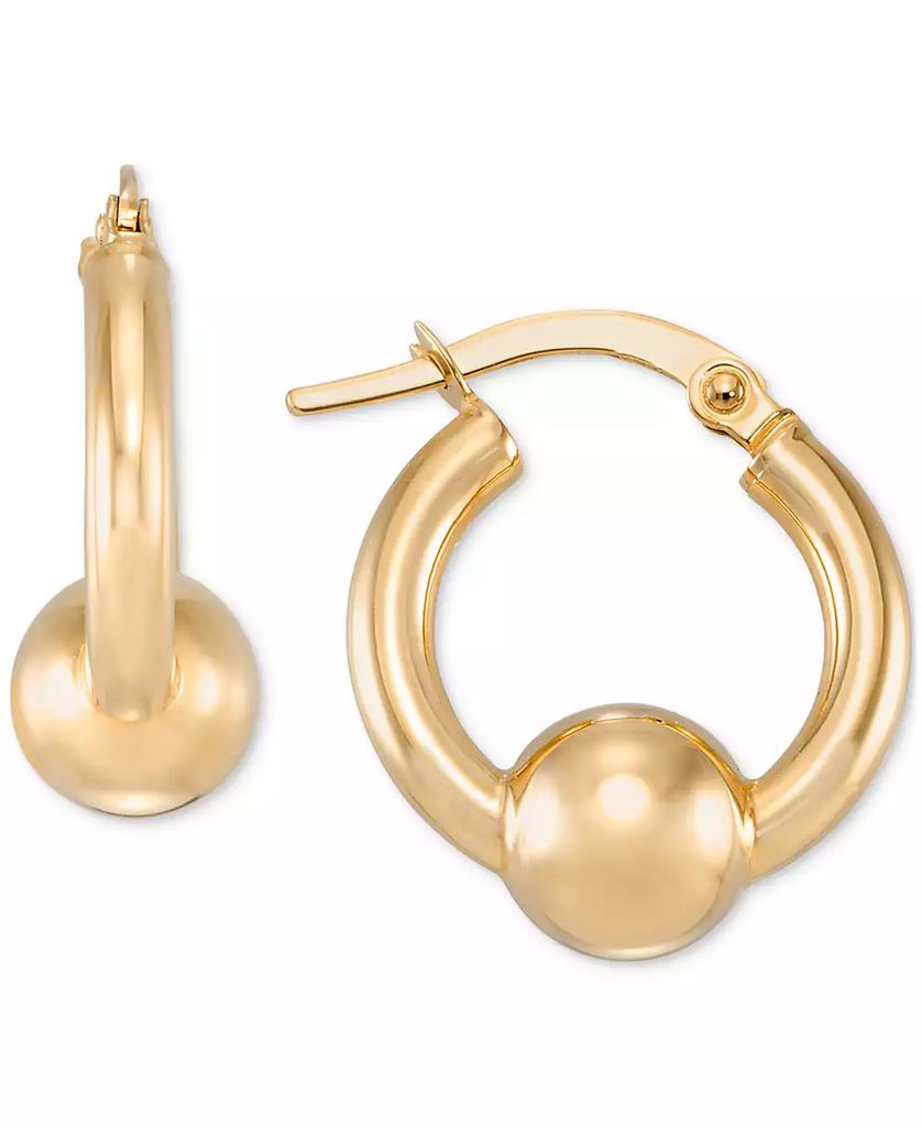 Macy's Polished Bead Hoop Earrings in 10k Yellow Gold