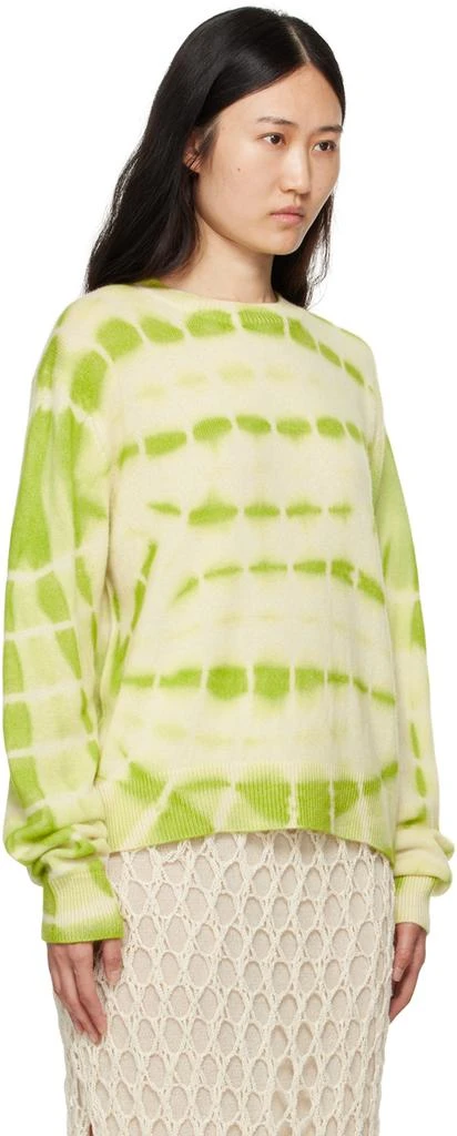 The Elder Statesman Green & Off-White Trance Flare Sweater 2