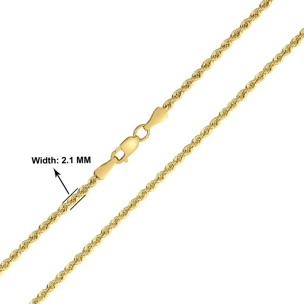 SSELECTS 14K Yellow Gold Filled 2.1Mm Rope Chain With Lobster Clasp  - 16 Inch