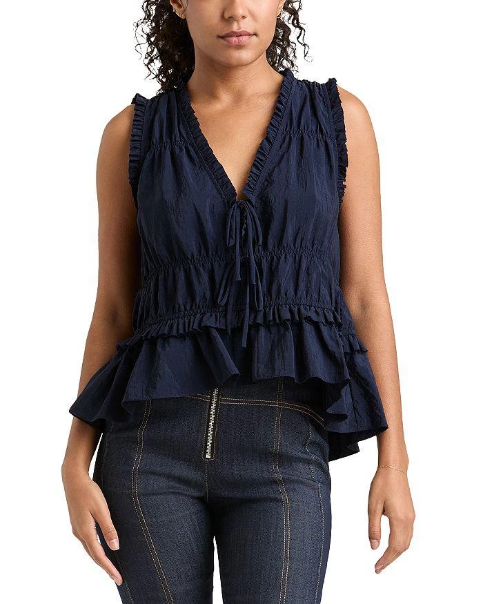 Cinq à Sept Taylum V Neck Ruffle Peplum Top 1