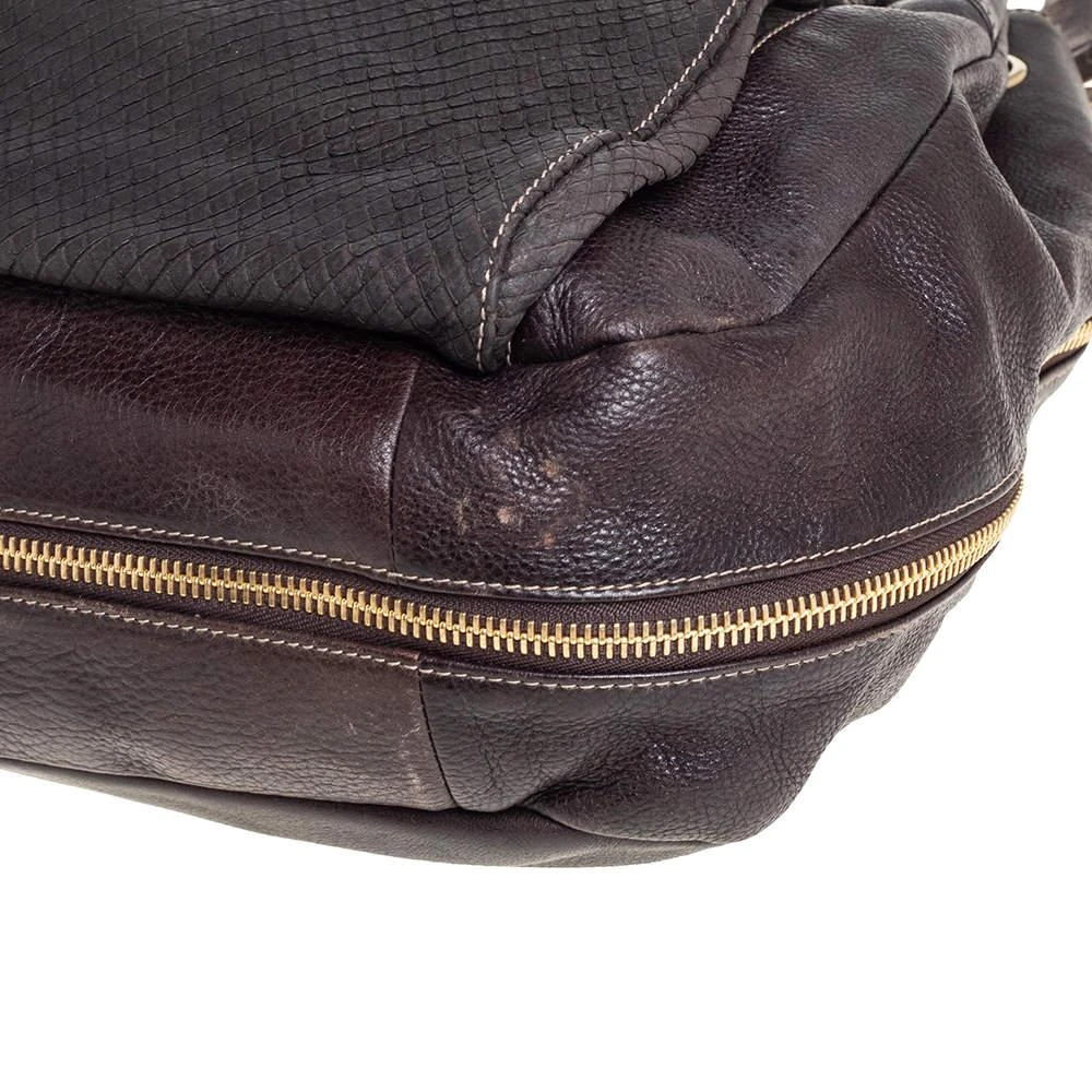 Furla Furla Dark Brown Leather Drawstring Hobo 10