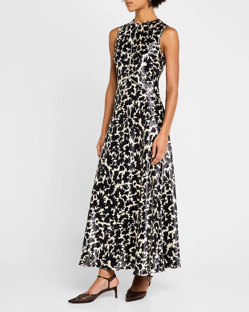 english factory puff sleeve midi dress Plus Size Print Puff Sleeve Midi Dress BEIGE/BLACK / 3X