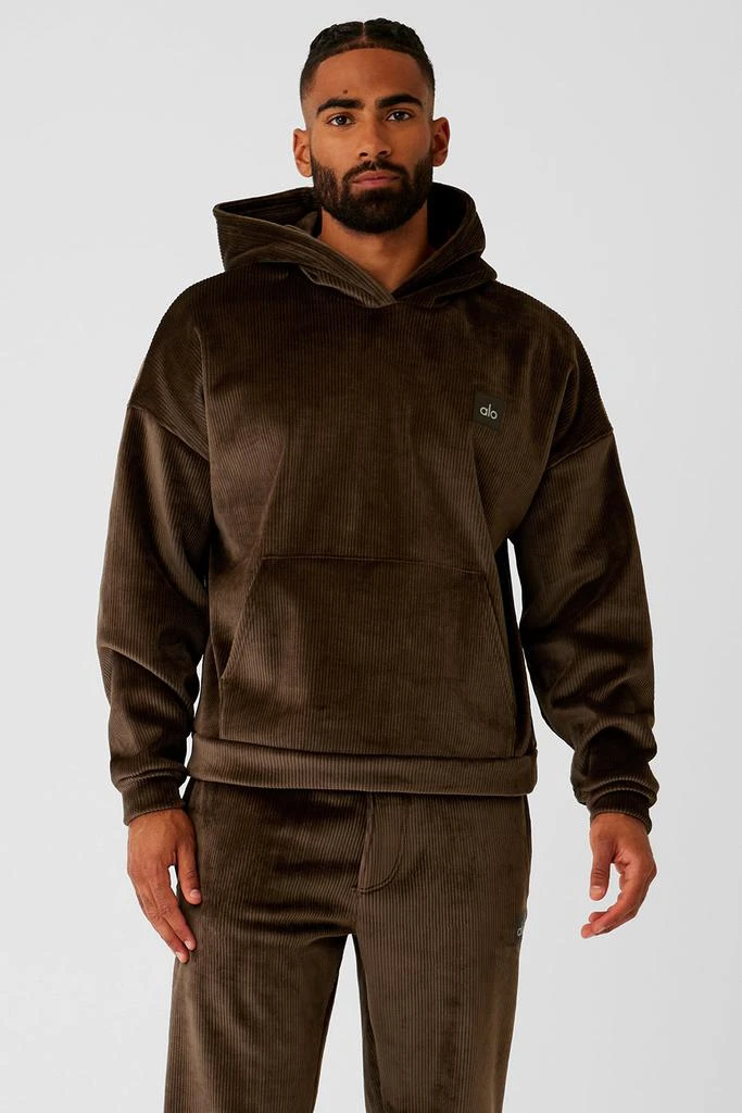 Alo Velour Baller Hoodie - Espresso 1