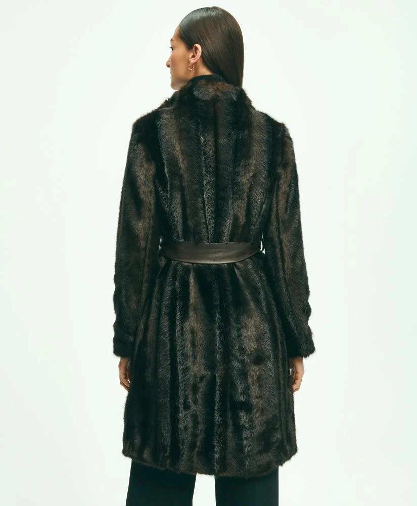 Brooks Brothers Faux Fur Belted Mock Neck Coat 2