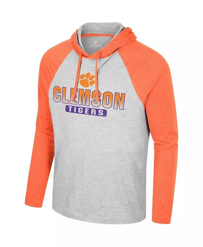 Colosseum Men's Heather Grey Clemson Tigers Hasta La Vista Raglan Hoodie Long Sleeve T-Shirt 2