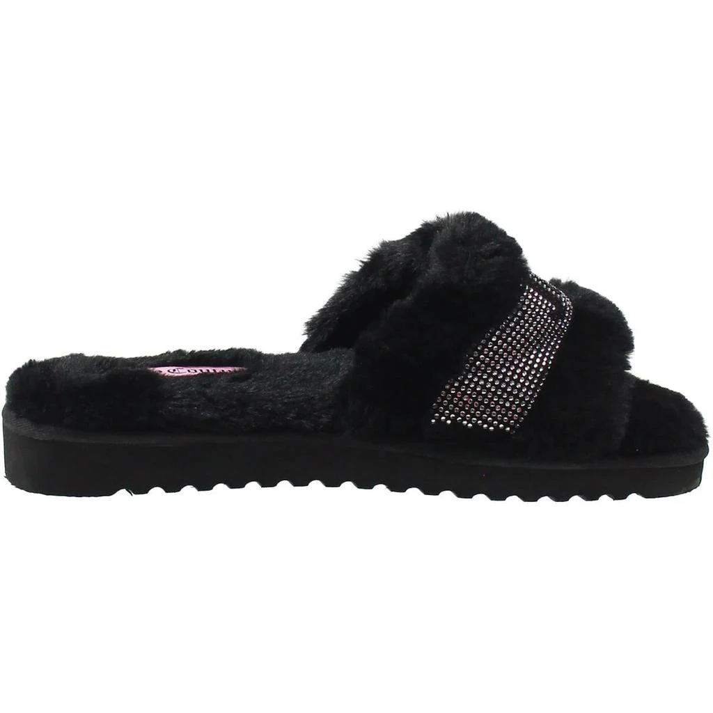 Juicy Couture halo Womens Embellished Faux Fur Slide Slippers 8