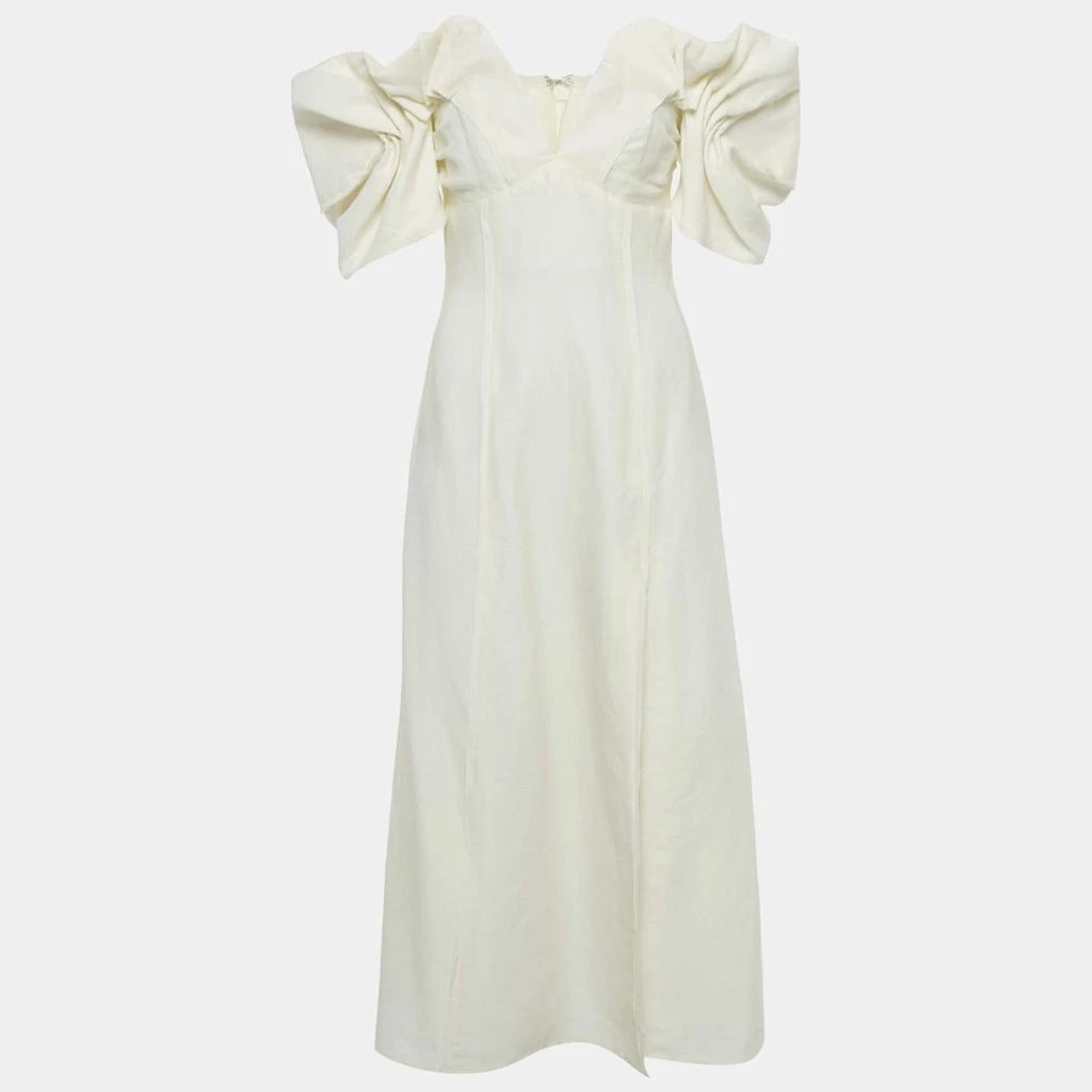 Cult Gaia Cult Gaia Off-White Linen Blend Off-Shoulder Muna Long Dress S 1