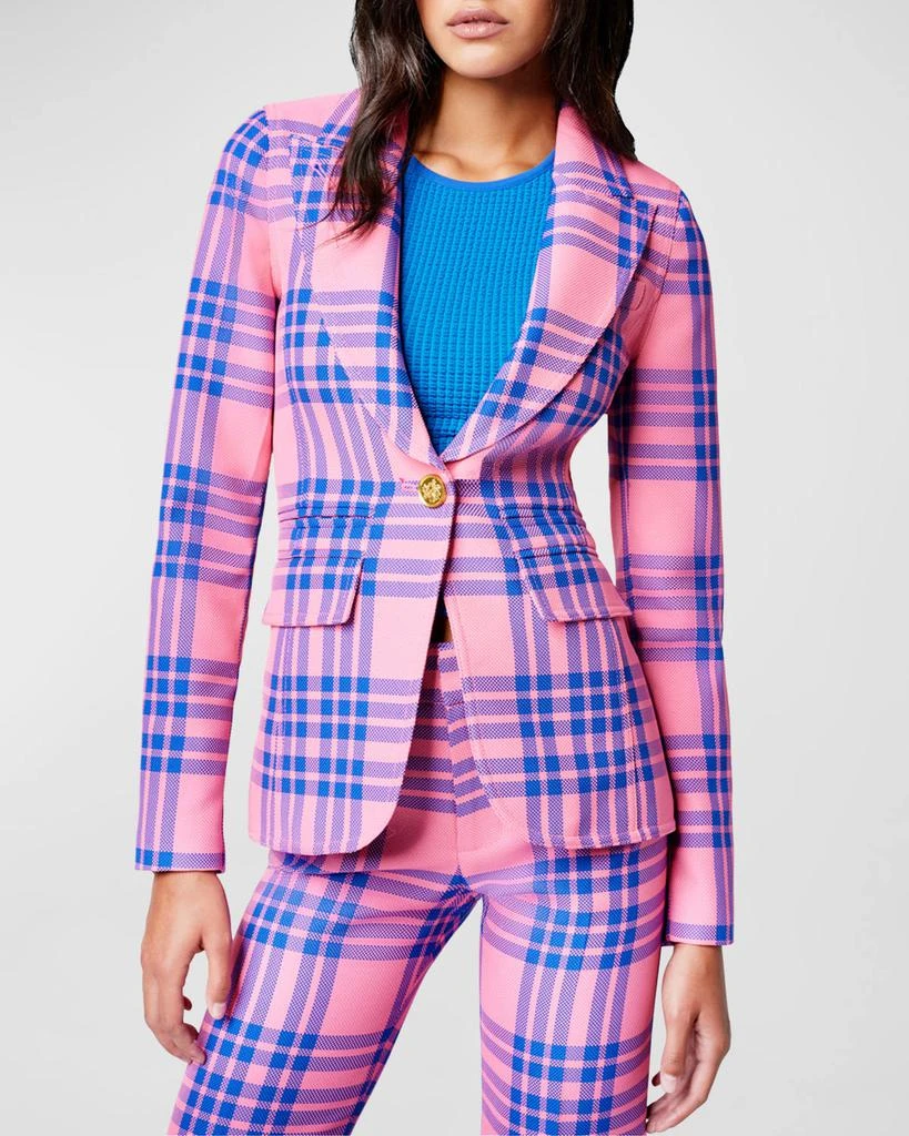 Smythe Hutton Tailored Cotton Plaid Cutaway Blazer 4