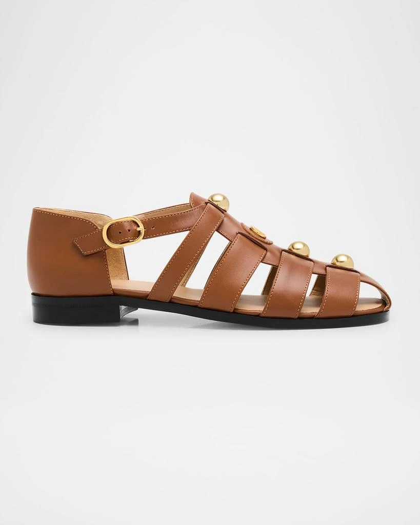 Valentino VLogo Stud Leather Fisherman Sandals 1