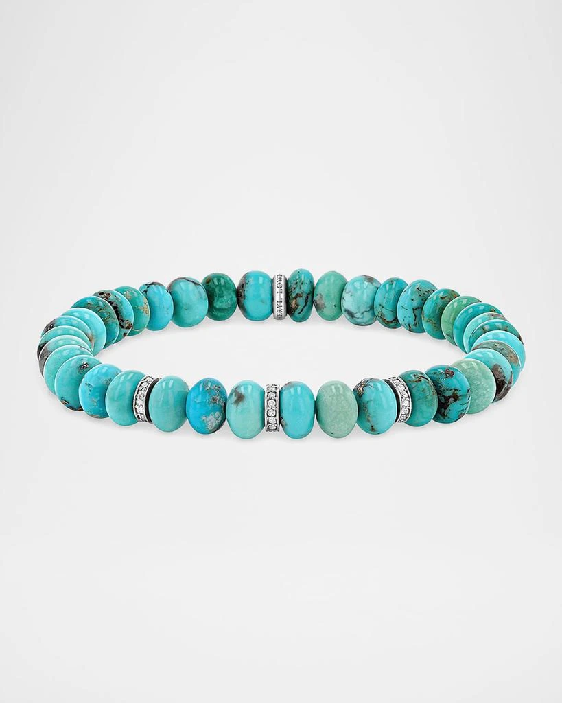 Sheryl Lowe Sterling Silver Rondelle and Turquoise Bead Bracelet 2
