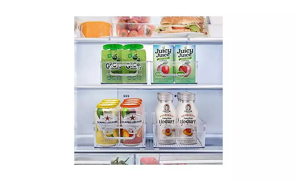 Sorbus 4 Pack Medium Stackable Clear Storage Bins with Handles 2