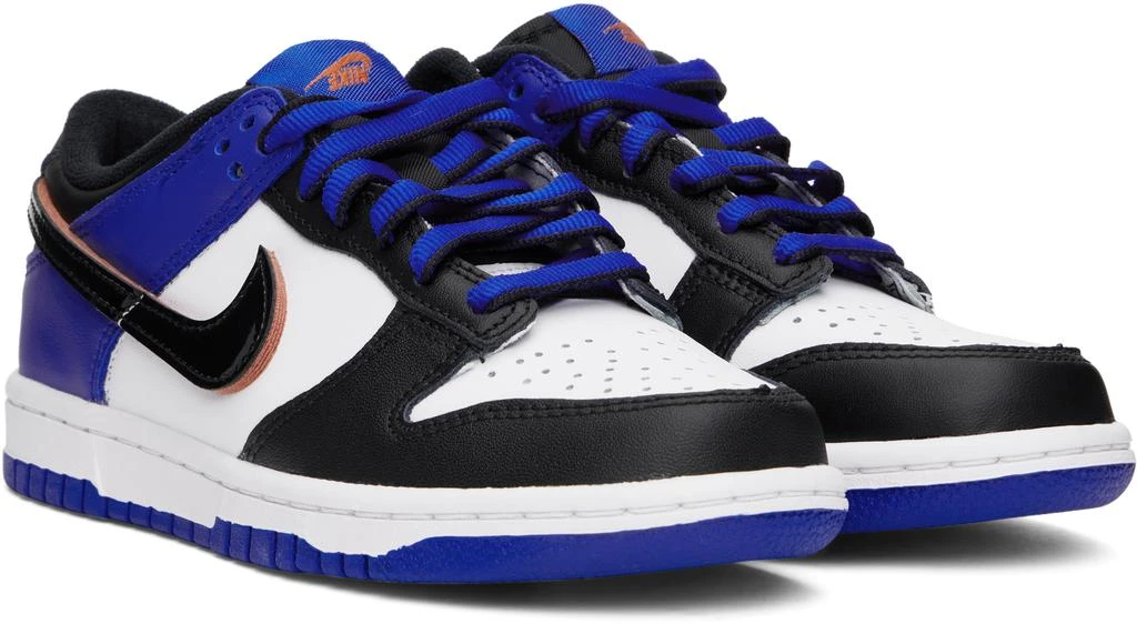 NIKE Big Kids White 
Blue Dunk Low SE Sneakers 4