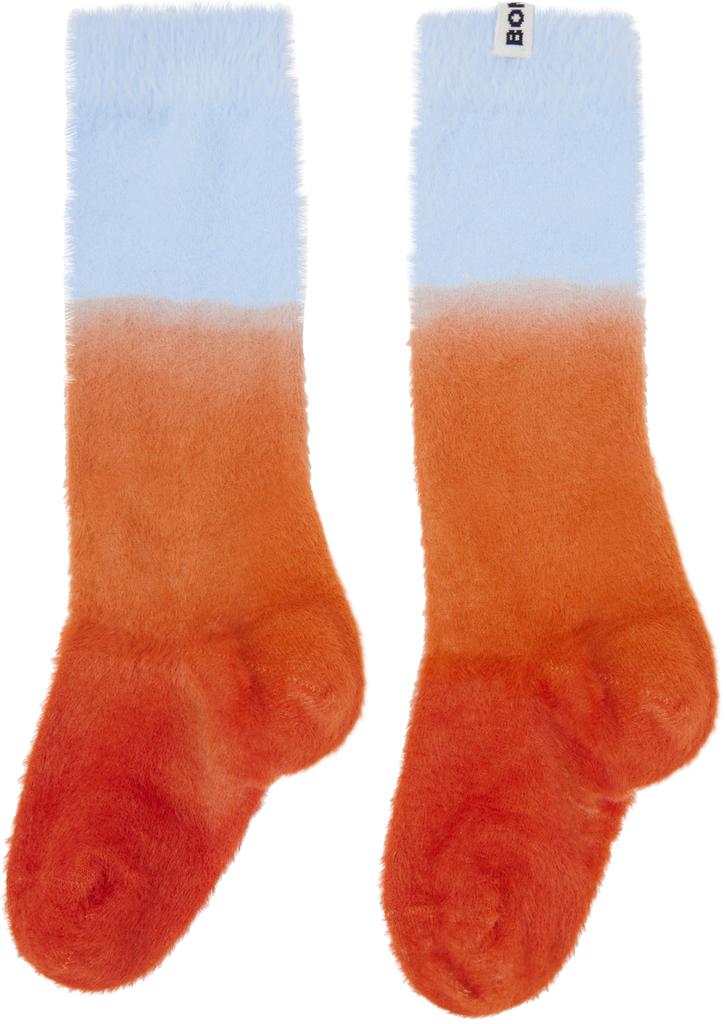 Bonsai Blue & Orange Fluffy Socks