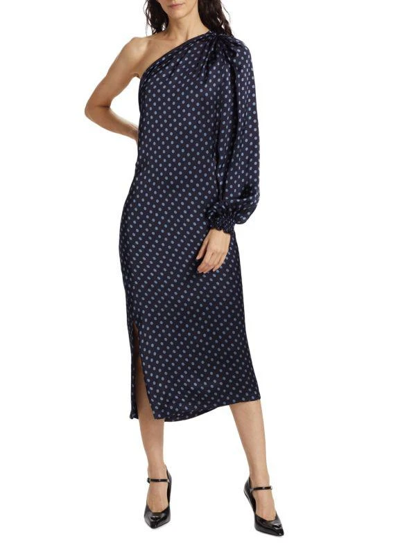 Rachel Comey Keeley Polka Dot One Shoulder Midi Dress 1