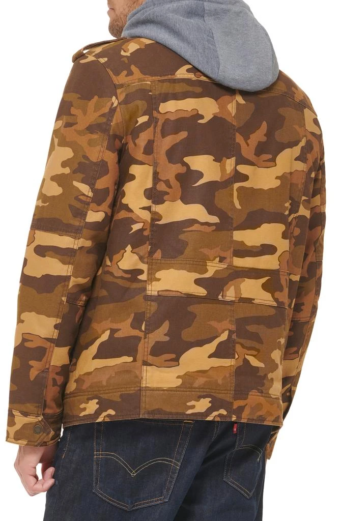 Levi's Washed Cotton Faux Shearling Lined Hooded Military Jacket 2