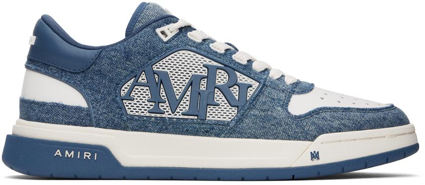 White & Blue Vintage Denim Classic Low Sneakers – On Sale