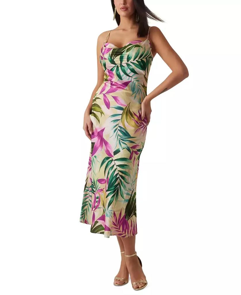 knee length dresses for ladies Midi dress Guess LS ILENIA PLEAT DRESS Dark Beige  Goccia.Shop
