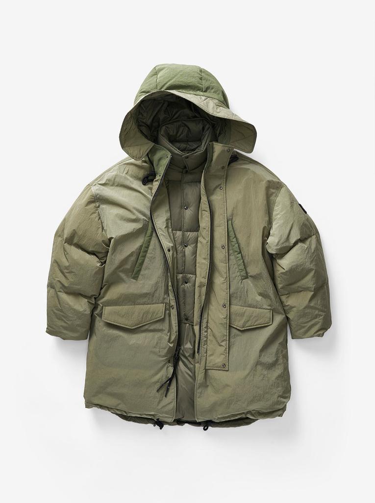 Holden M Long Down Puffer - Stone Green