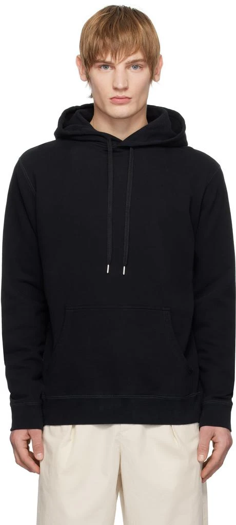 Sunspel Black Loopback Hoodie 1