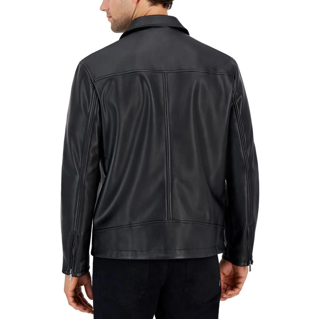 Alfani Mens Solid Faux Leather Leather Jacket 2