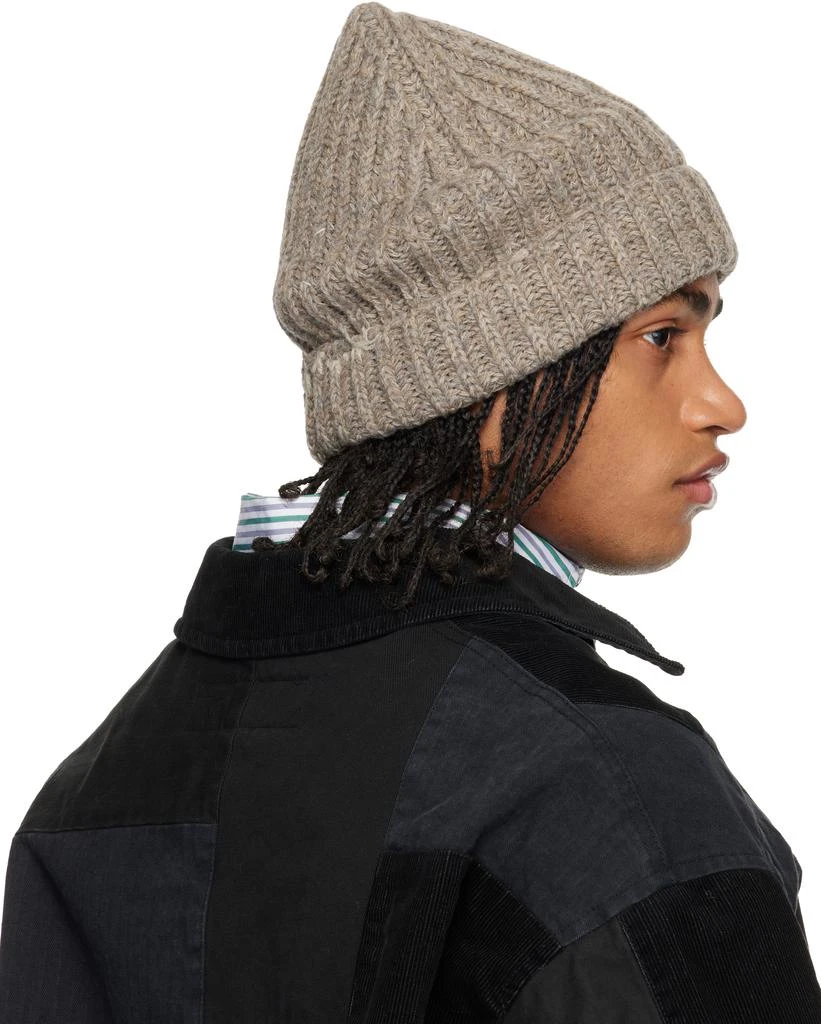 MAISON MARGIELA Taupe Rib-Knit Beanie 3