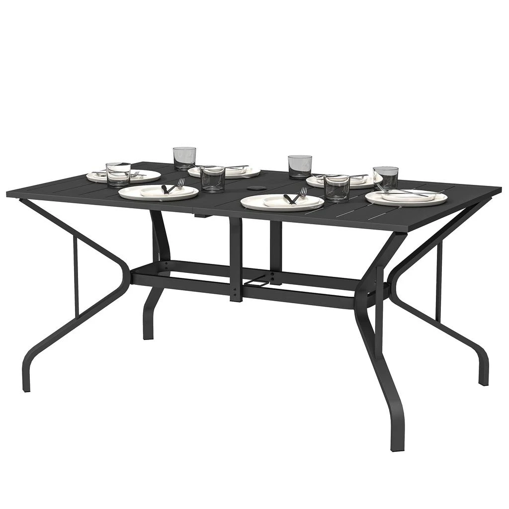 Hivvago Outdoor Patio Table for 6 with Umbrella Hole