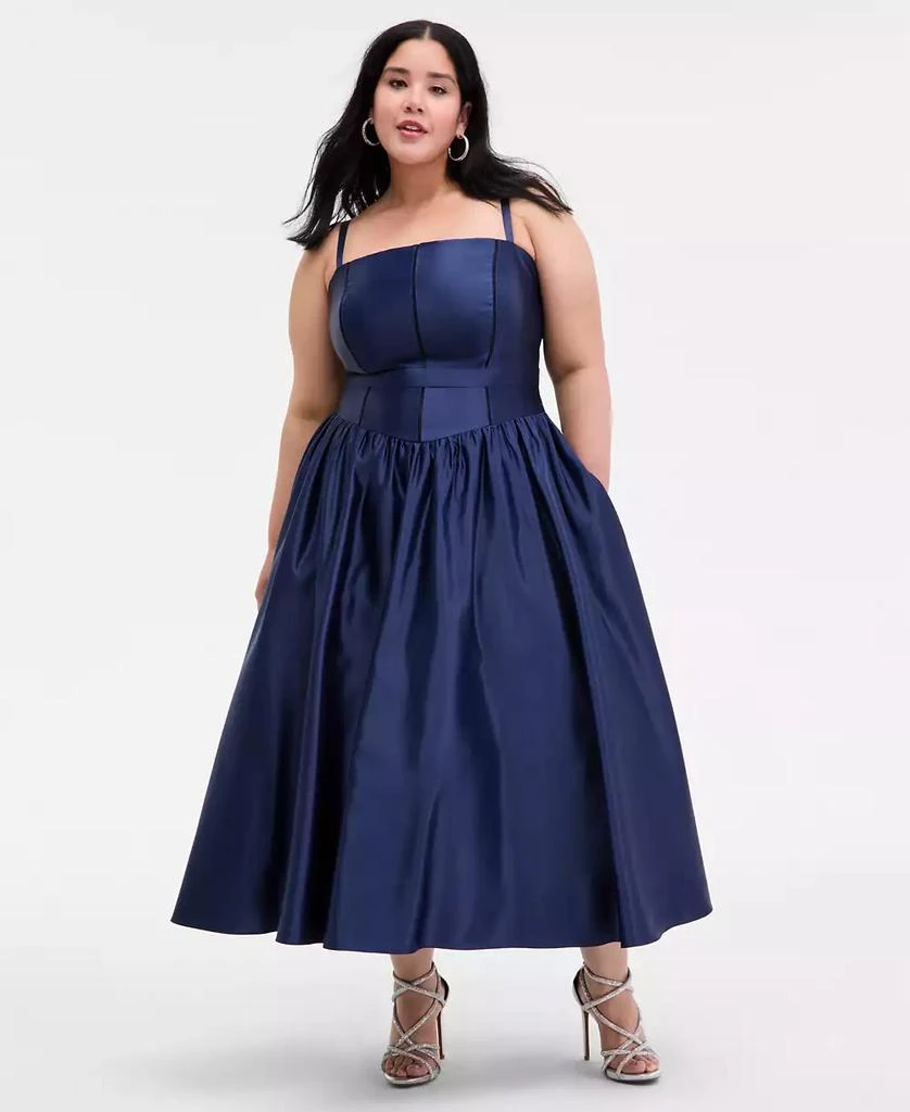 off shoulder prom dresses Blue Satin Long A-Line Ball Gown, Blue Evening Gown with Train US 2 / Blue