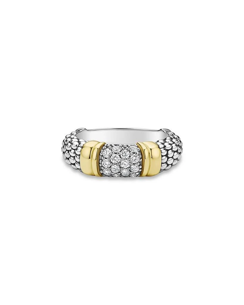 LAGOS Two Tone Signature Caviar Diamond Ring, 0.266 tcw 5