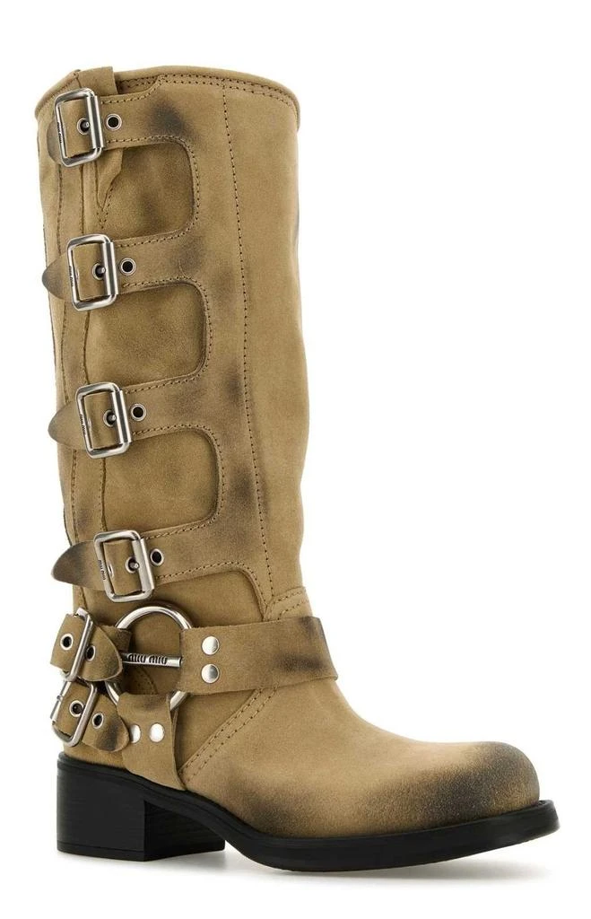 Miu Miu Miu Miu Logo-Engraved Buckle-Detailed Block-Heeled Boots 2