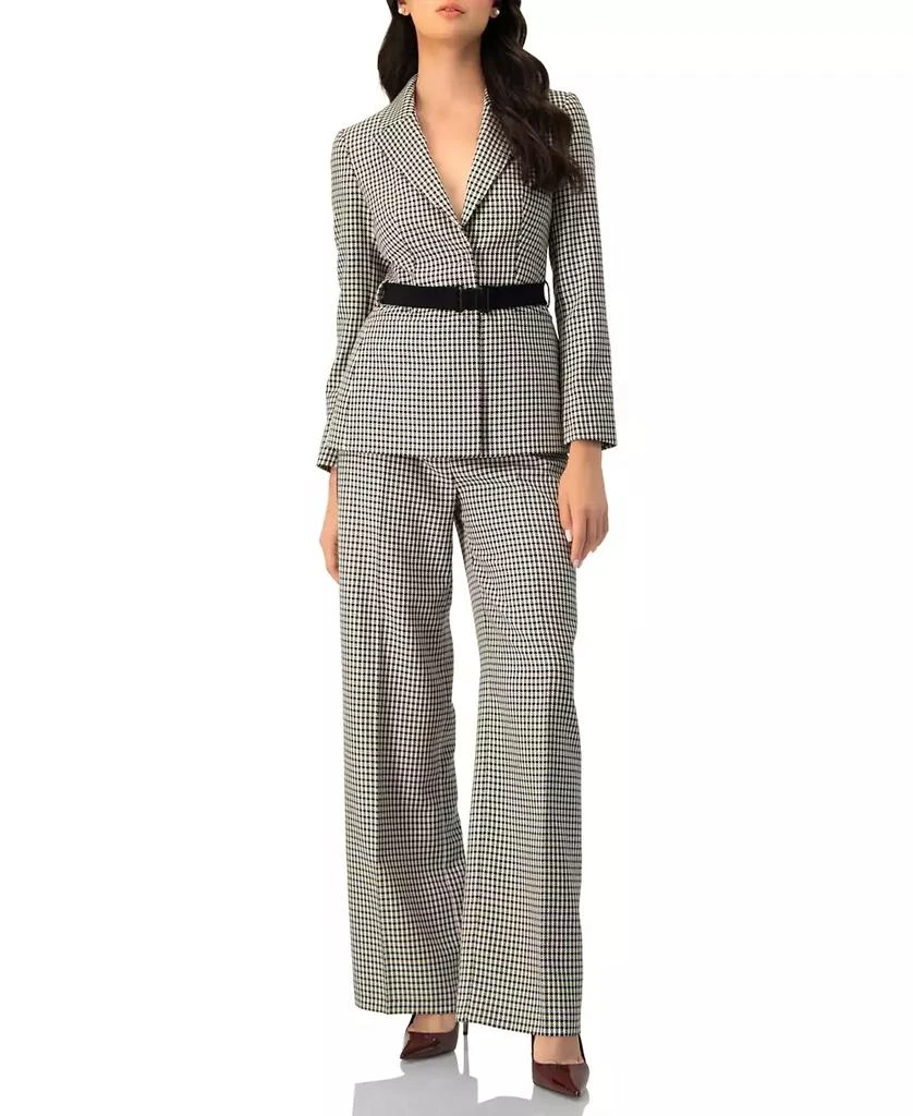 Ivonne Women
s Checkered Wide-Leg Trousers With Side Stripe 3