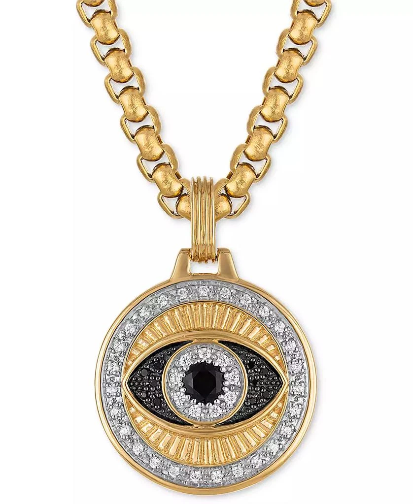 Esquire Men's Jewelry Lab-Created Blue Sapphire (1/4 ct. t.w.) & Diamond (1/4 ct. t.w.) Evil Eye 22" Pendant in 14k Gold Plated Sterling Silver, Exclusively at Macy's 1