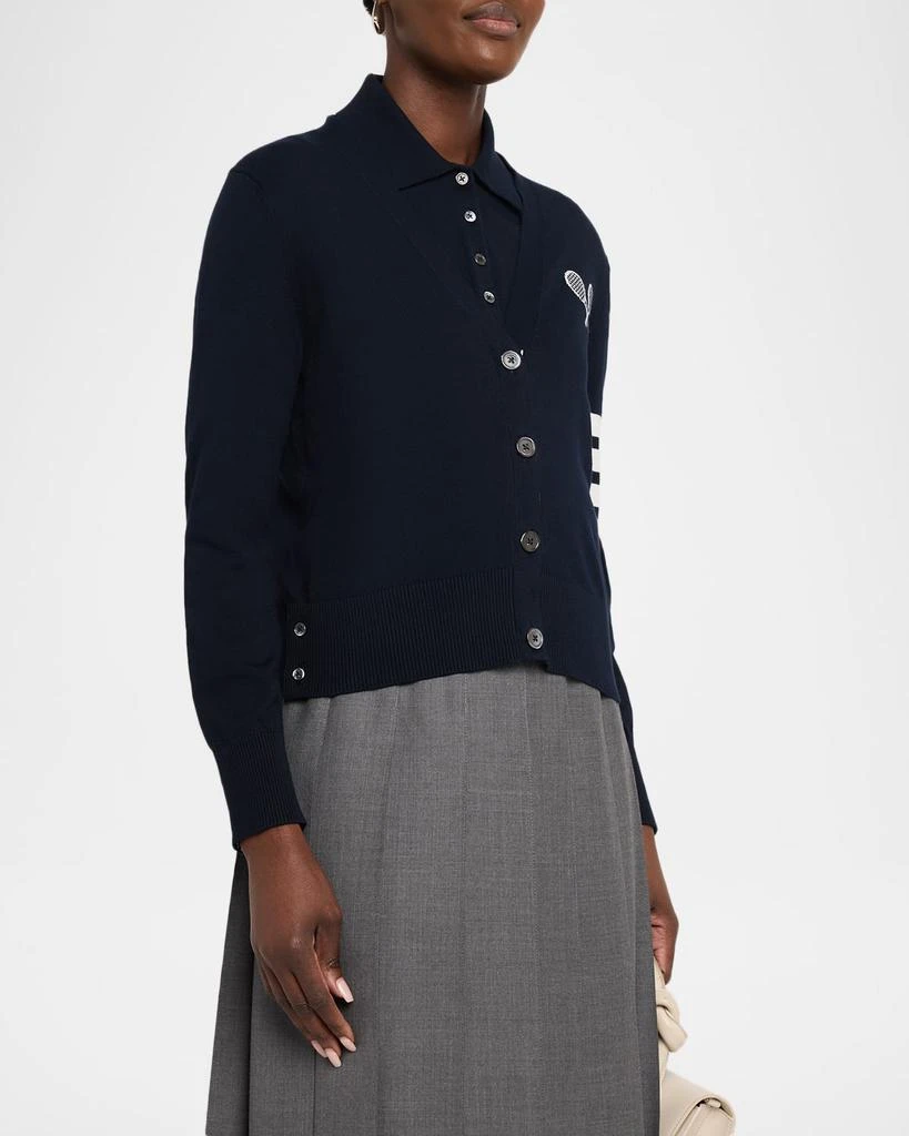 Thom Browne Tennis Racquets V-Neck Cardigan 4
