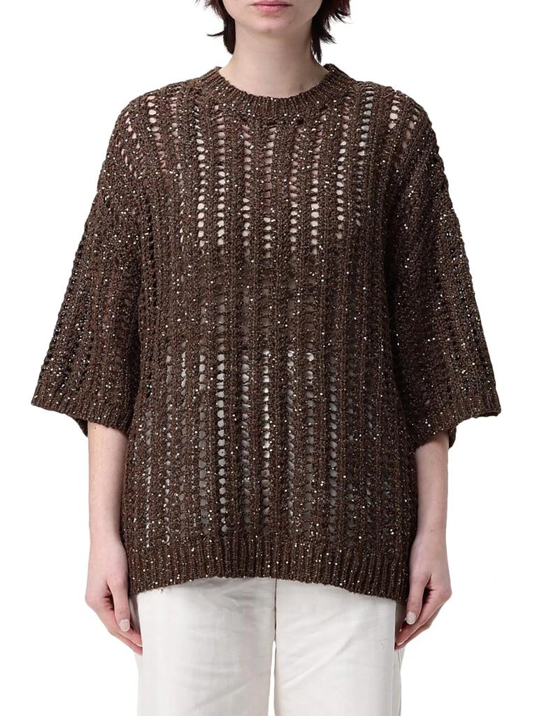 Brunello Cucinelli RUSTIC DUZZLING NET JERSEY SWEATER 2