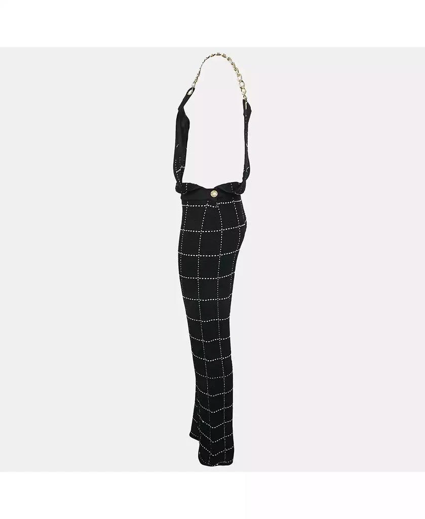 Pre-Owned Balmain Women's Black Patterned Knit Chain Strap Detail Jumpsuit 4