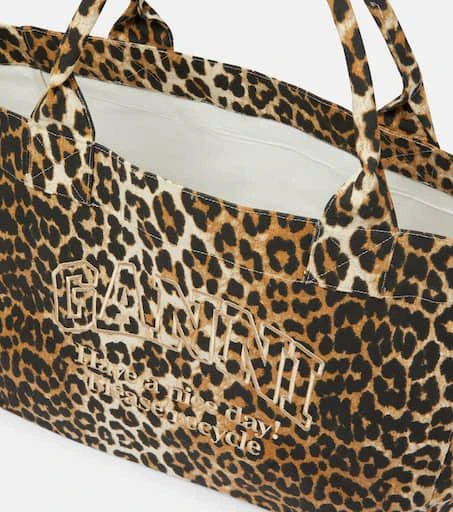 Ganni Leopard-print canvas tote bag 3