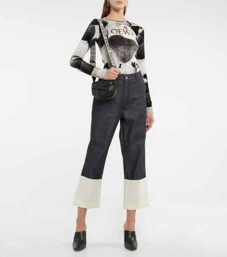 Loewe Gate Dual Mini leather and jacquard shoulder bag 5