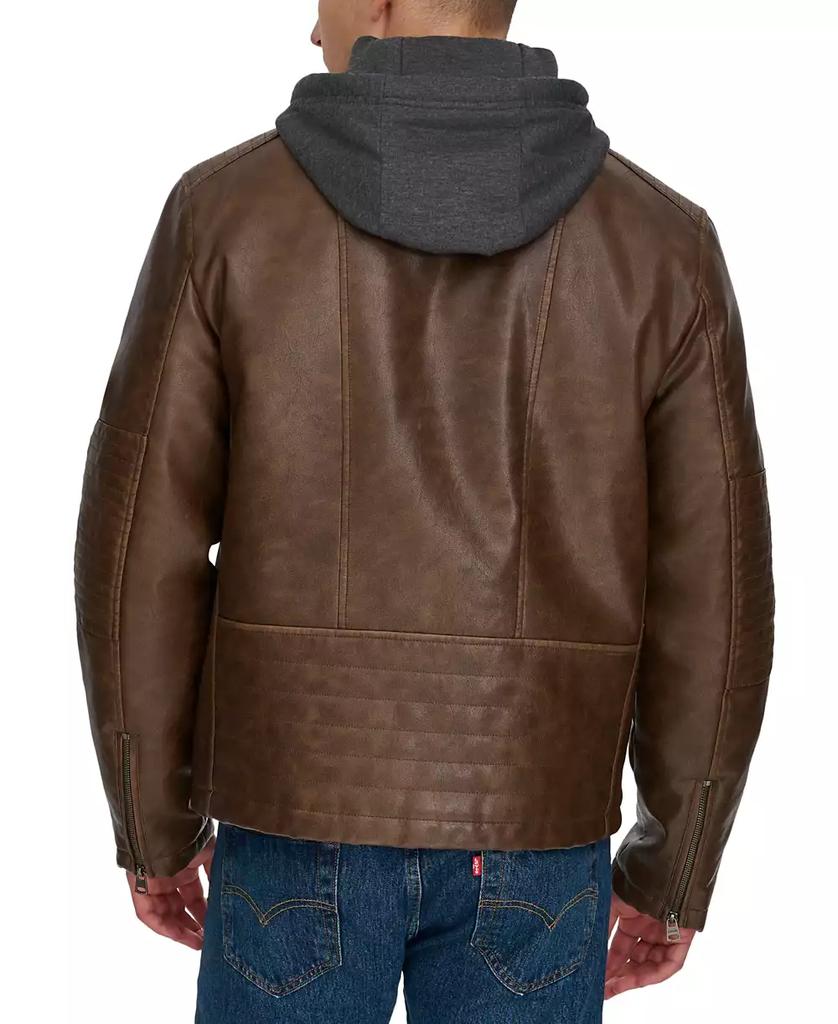 Levi's Men's Faux-Leather Hooded Zip Jacket