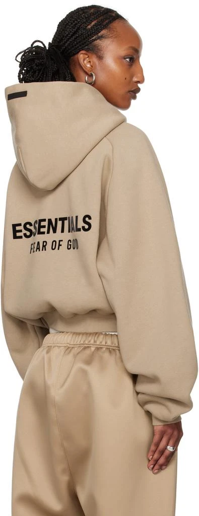 Essentials Beige Fleece Cropped Hoodie 3