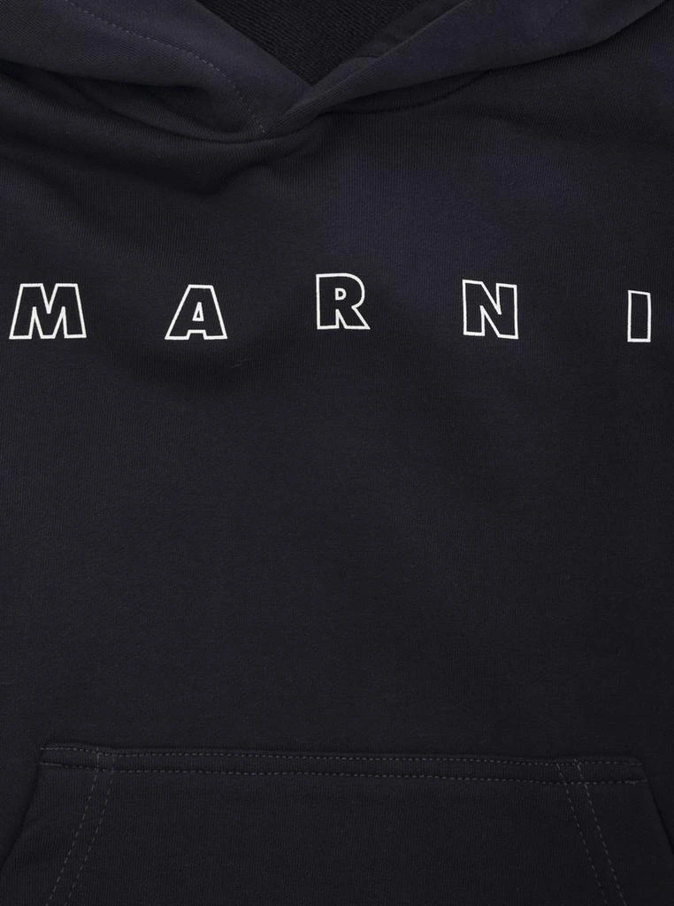 Marni Black Hoodie With Logo Lettering On The Front In Cotton Boy 3