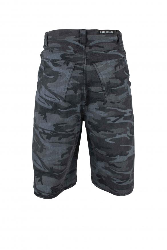 Balenciaga Men's luxury shorts balenciaga grey denim skater shorts with camouflage pattern