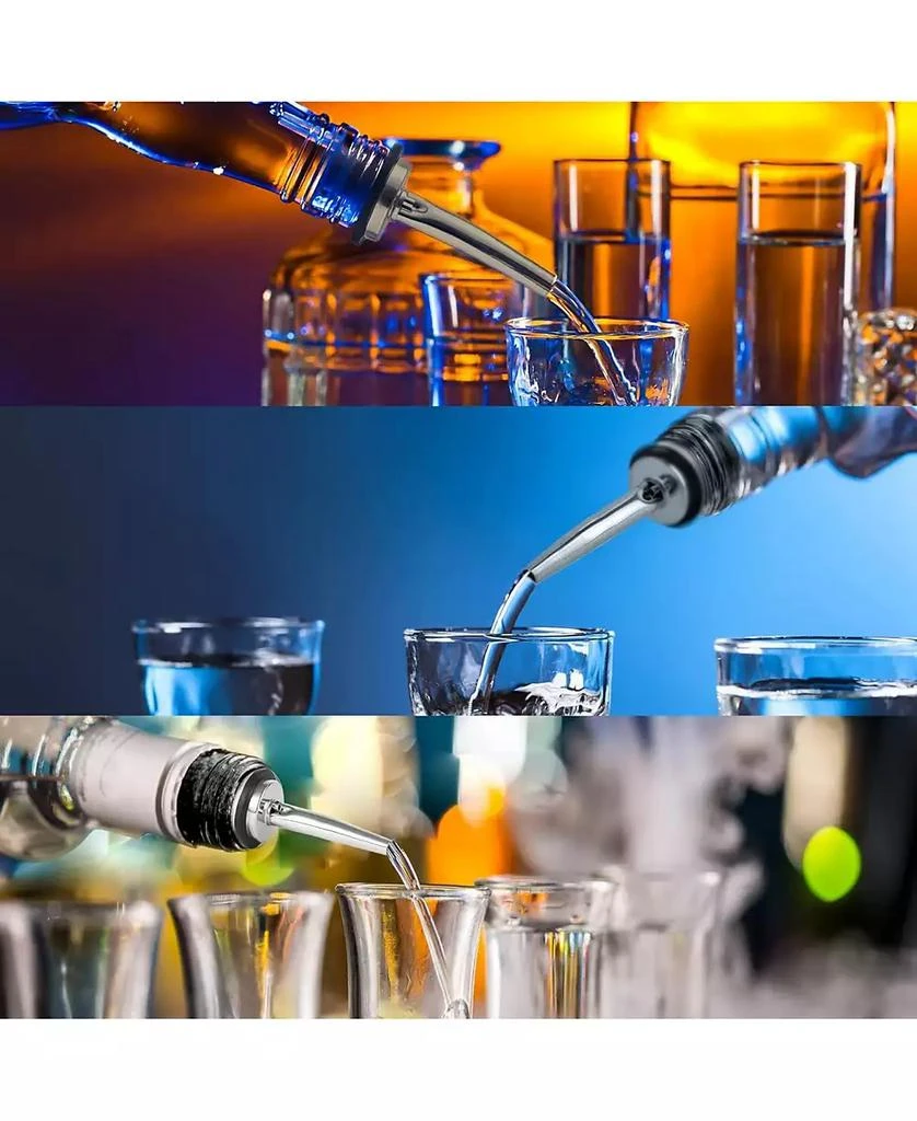 Zulay Kitchen Stainless Steel Liquor Pourers with Rubber Dust Caps - 6 Pack 7