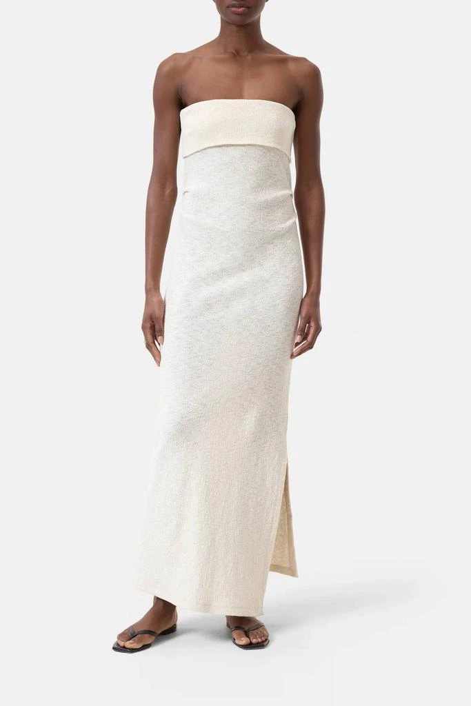 white christmas dresses CurveWow Cotton Shirred Bandeau Midi Dress White – Curvewow